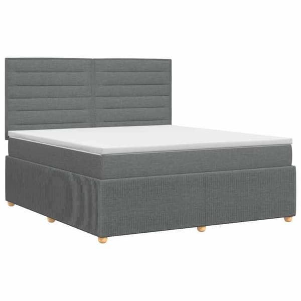 Maison Exclusive - Boxspring seng med madras Mørkegrå 160 x 200 cm Stof