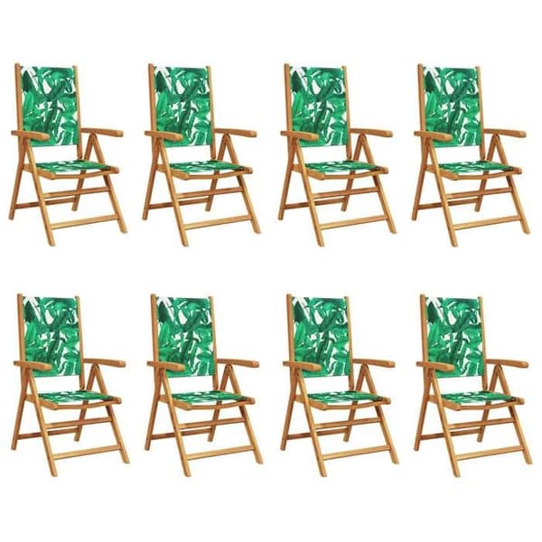 Maison Exclusive - Fällbara lutande fåtöljer, 8 delar, grön tyg och massivt trä Grön