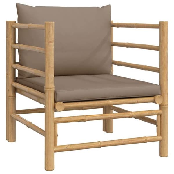Maison Exclusive - Trädgårdsmöbler 12 delar med taupe kuddar i bambu