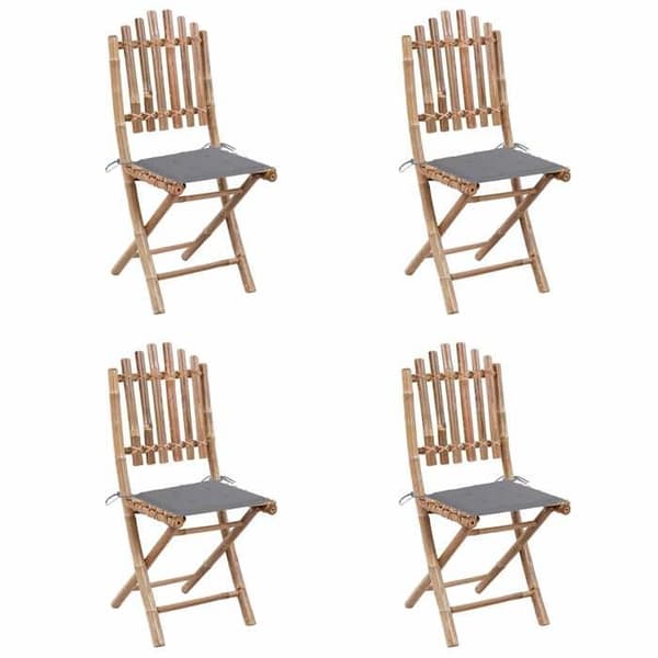 Maison Exclusive - Fällbart utomhusmatbordsmöbelset 5 delar med bambukuddar