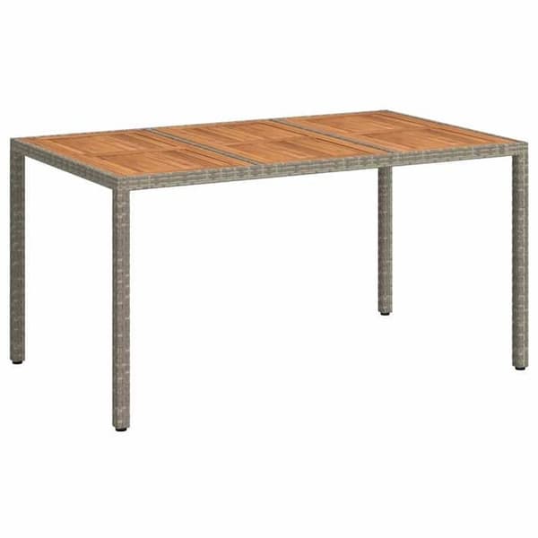 Trädgårdsbord - EXKLUSIV HEM - 150x90x75 cm - UV-beständig poly rattan - Pulverlackerad stålram - Rektangulär grå Grå