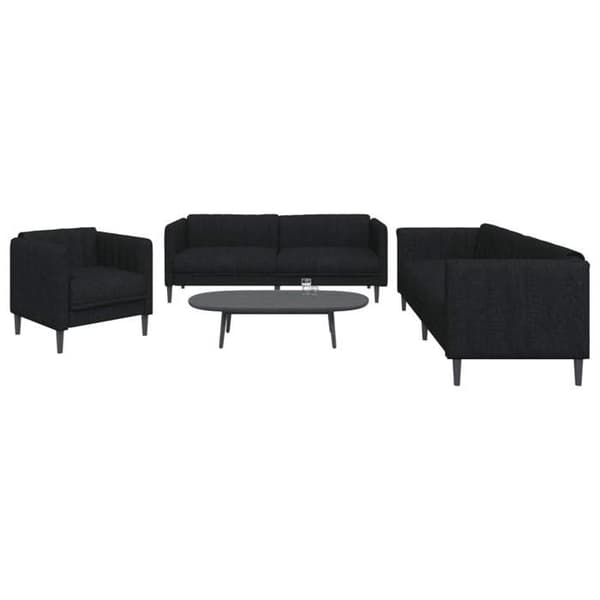 Maison Exclusive - 3-delars soffgrupp svart tyg