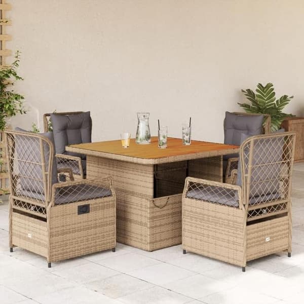 Maison Exclusive - Puutarhakalusteryhmä tyynyillä 5 kpl Beige polyrottinki