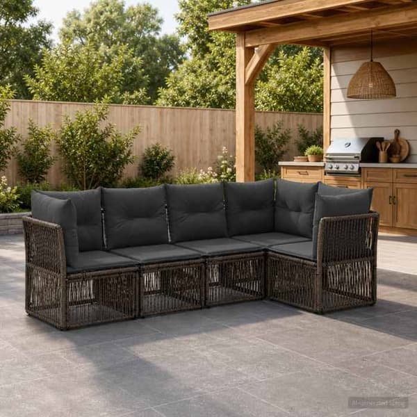 Havemøbler - MAISON EXCLUSIVE - Sofa sæt 5 dele - Poly rattan grå - Pulverlakeret stålramme - Modulerbar Grå