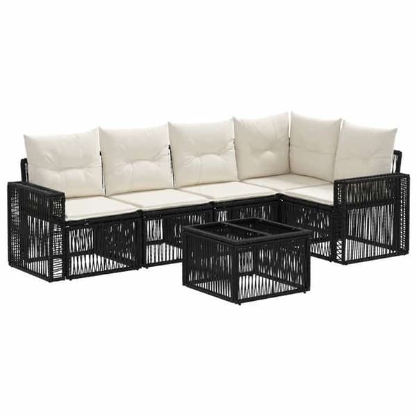 Maison Exclusive - 6-delt have-sofa sæt i sort og creme polyrotin