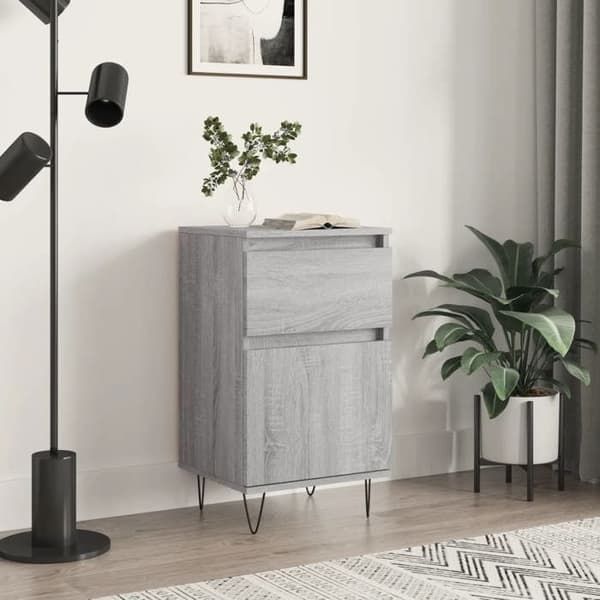 Buffet - EKSKLUSIVT HUS - Sonoma grå - Ingeniørtræ - 40x35x70 cm - Jernben Sonoma grå