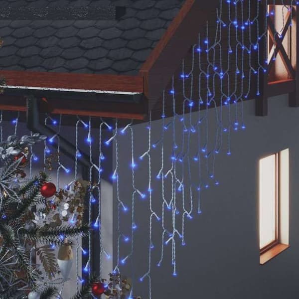 Maison Exclusive - Ljusgardin med LED-isbitar 10m 400 LED Blå 8 funktioner