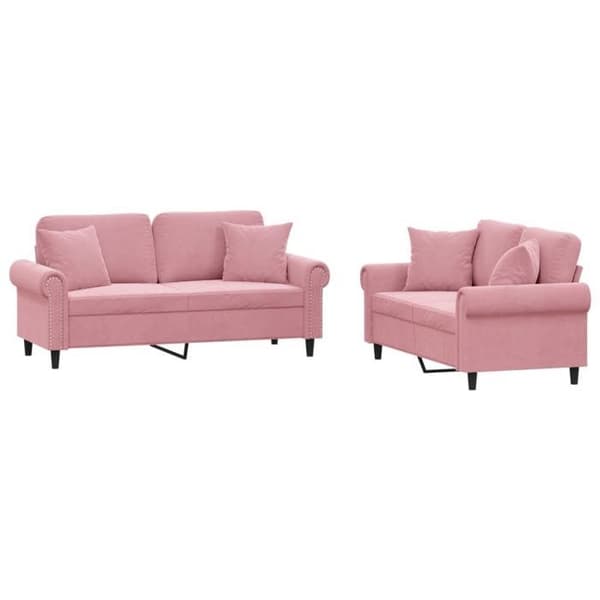 Maison Exclusive - Sæt af 2 sofaer med puder i lyserødt velour
