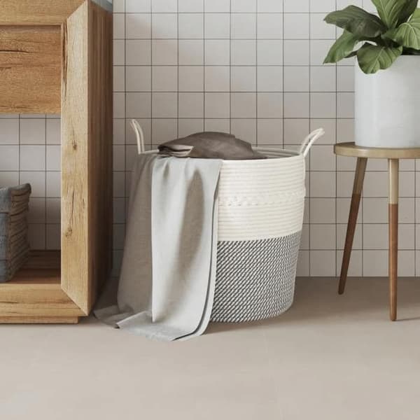 Maison Exclusive - Förvaringskorg grå och vit Ø43x38 cm bomull grått och vitt