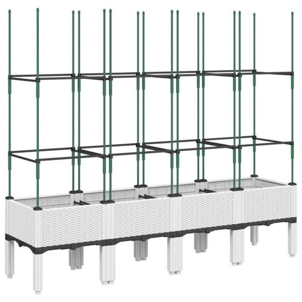 Maison Exclusive - Blomlåda med vitt trellis 160x40x142,5 cm PP