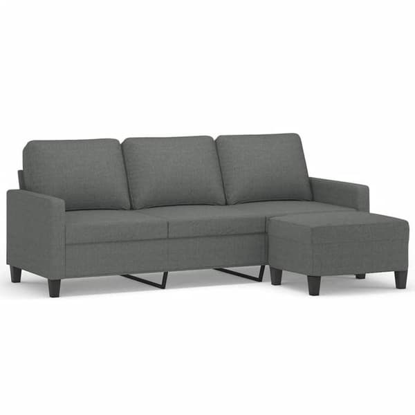 Maison Exclusive - 3-sitssoffa med fotstöd Mörkgrå 180 cm Tyg