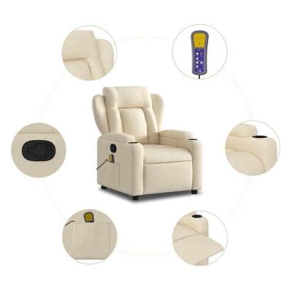 Maison Exclusive - Lutad massagefåtölj i krämfärgad tyg grädde
