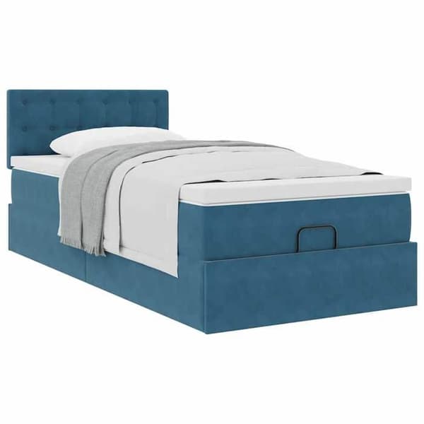 Maison Exclusive - Ottoman sängram med mörkblå madrass 90x190 cm sammet Mörkblå