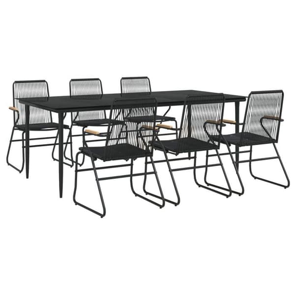 Havemøbel sæt - EKSKLUSIVT HUS - Rattan PVC - Sort - 7 dele - Stålramme Svart