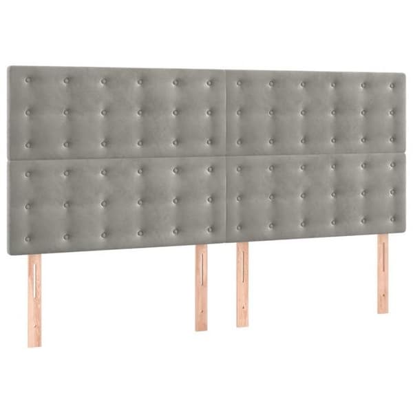 Maison Exclusive - Hovedgærde Lys Grå 200x5x118/128 cm Velour Ljusgrått