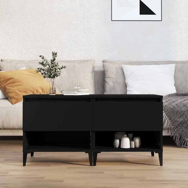 Maison Exclusive - 2 stk. sideborde Sort 50x46x50 cm Ingeniørtræ
