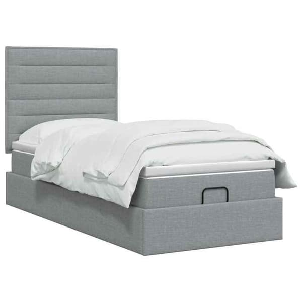 Seng ottoman - MAISON EXCLUSIVE - Seng ottoman 100 x 200 cm - Lys grå - Justerbar hovedgærde - Ottoman opbevaring Ljusgrått