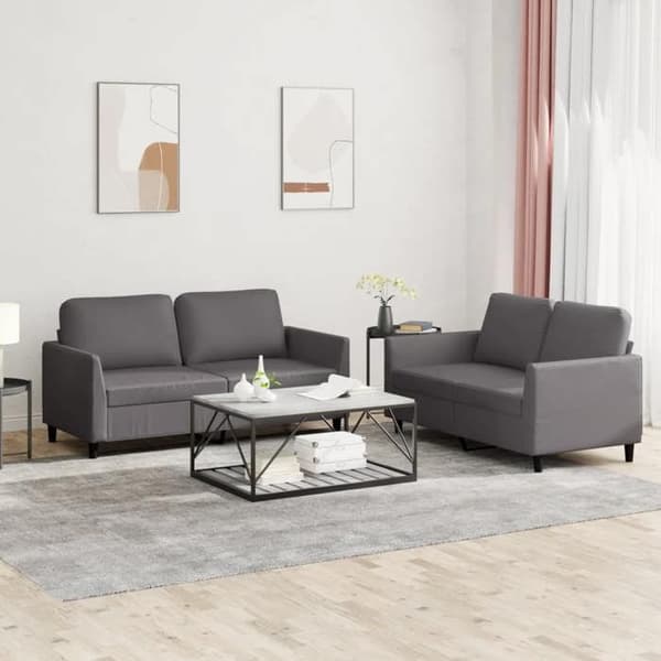 Maison Exclusive - Sæt af 2 sofaer med puder i grå kunstlæder