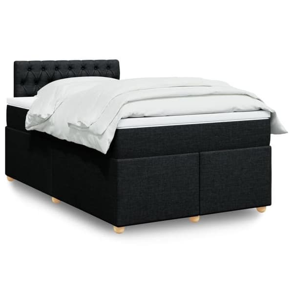 Maison Exclusive - Seng med lameller og madras Sort 120x200 cm Stof