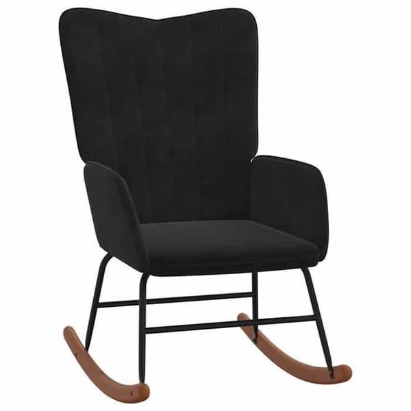 Maison Exclusive - Musta samettinen keinutuoli jalkatuella