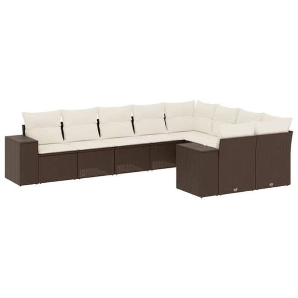 Maison Exclusive - Trädgårdsmöbler med kuddar 9 delar brun flätad resin
