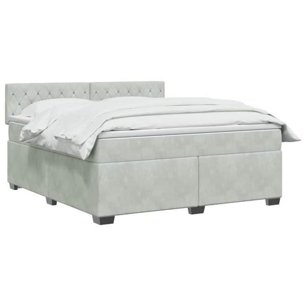 Maison Exclusive - Boxspring-sänky vaaleanharmaalla patjalla 140 x 190 cm Sametti Ljusgrått