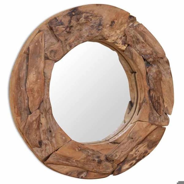 Maison Exclusive - Teakpuu koristepeili 60 cm Pyöreä brun