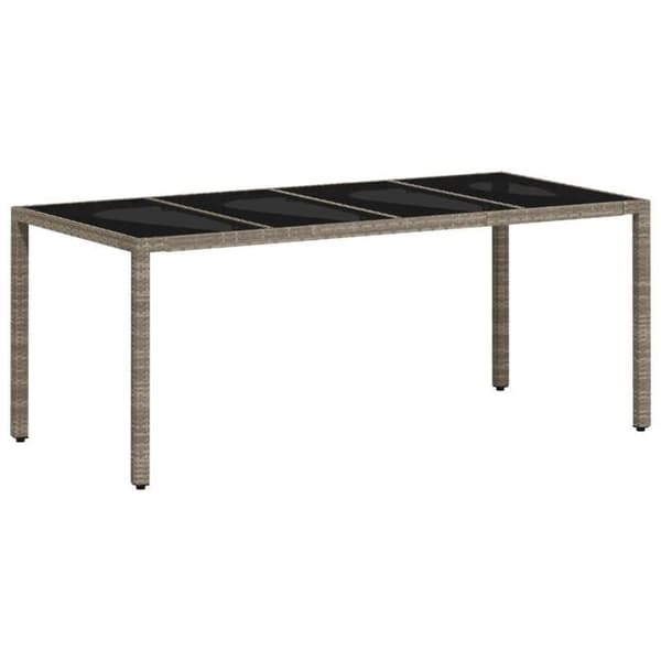 Maison Exclusive - Trädgårdsbord med ljust grått glas och flätad resin Ljusgrått