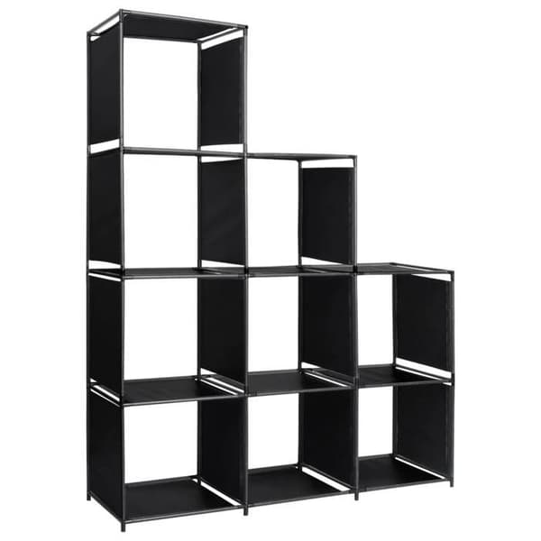 Reol - EKSKLUSIV HUS - Trappe reol - 130x45x170 cm - 9 rum - Sort stof
