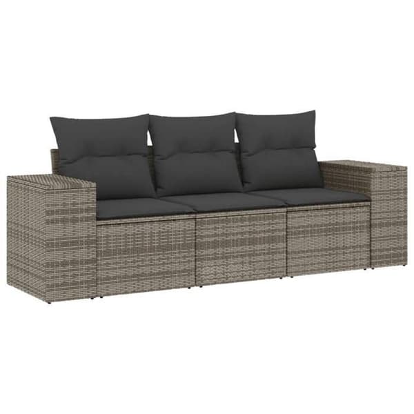 Maison Exclusive - Trädgårdsmöbler med kuddar 3 delar grå flätad resin