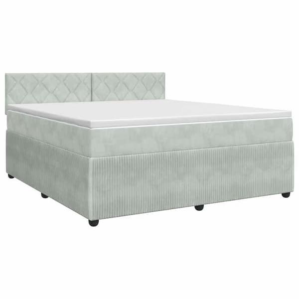 Ljus boxspring - MAISON EXCLUSIVE - Maison Exclusive - 140 x 200 cm - Ljusgrå sammet - Mediumfast madrass Ljusgrått