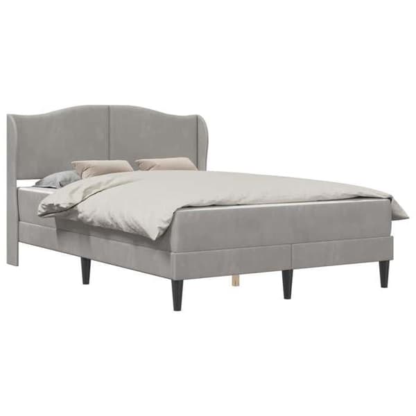 Sengestel - EKSKLUSIV HUS - 120 x 190 cm - Velour hovedgærde - Lys grå - Opbevaring under sengen Ljusgrått