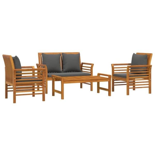 Maison Exclusive - Havegruppe 4 stk med puder i solid akacietræ