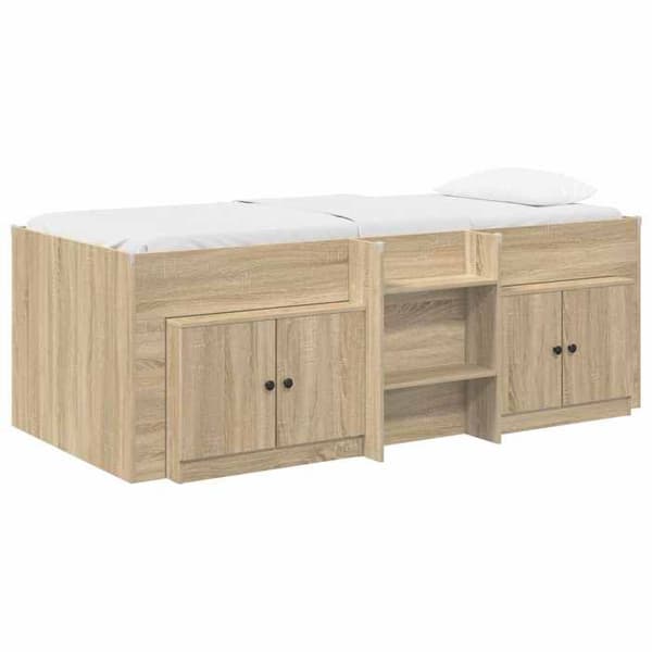 Maison Exclusive - Loft sängram med garderob med dörr 3 pc Sonoma ek
