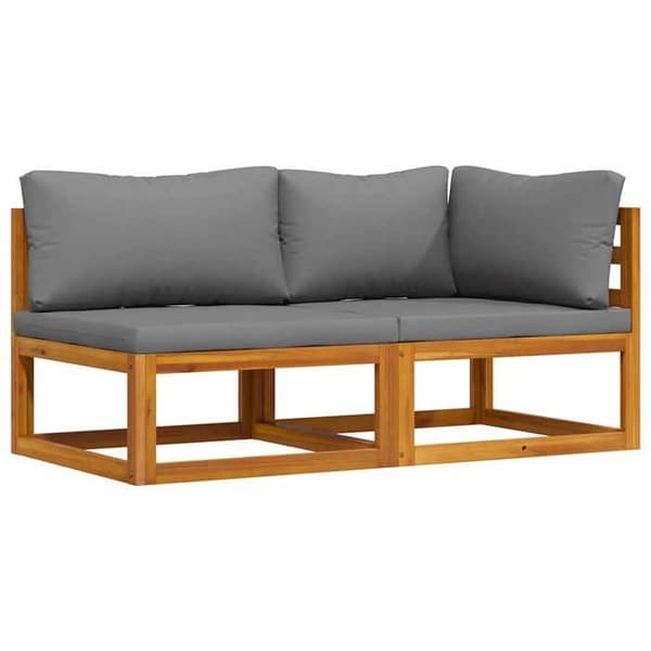 Sofa-sæt - MAISON EXCLUSIVE - 2 stk - Massiv akacietræ - Mørkegrå polstrede puder - Moduler til udendørs brug mörkgrå