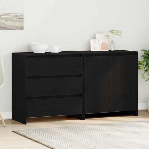 Buffet - EKSKLUSIVT HUS - Buffet 2 dele - Sort - Ingeniørtræ - 70 x 41 x 75 cm Svart