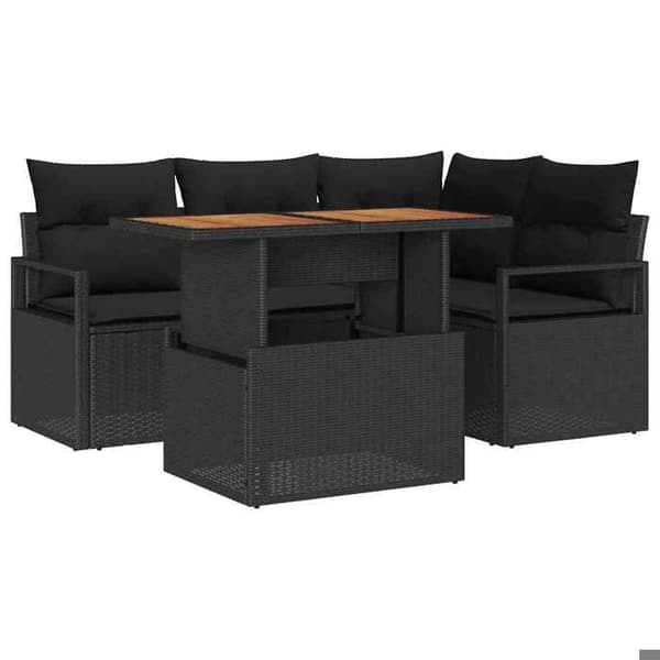 Havemøbel sæt - MAISON EXCLUSIVE - 5 dele - Sort poly rattan - Modulerbart - Indbygget opbevaring Svart