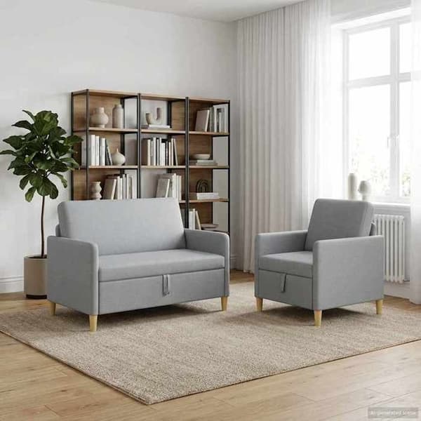 Maison Exclusive - Soffa med förvaring 2 st 3-sits Grå ljus 122 x 78 x 87 cm Ljusgrått