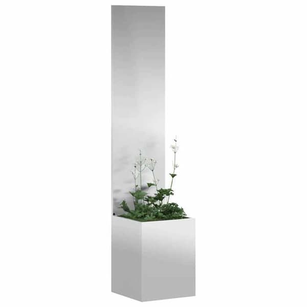 Havemur - EKSKLUSIV HUS - 32x32x150 cm - Robust stål - Mat finish - Dekorative indlæg Silver