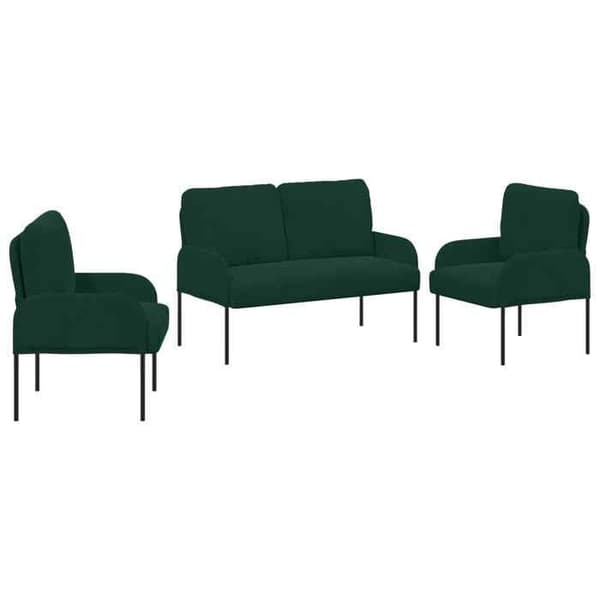 Soffgrupp - EXKLUSIV HEM - 3-delars set - Mörkgrön - Polyesteröverdrag - Modern stil Mörkgrön