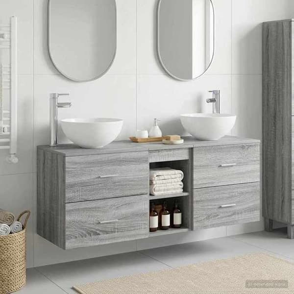 Maison Exclusive - 3 kpl Sonoma harmaa kylpyhuonekaappisarja