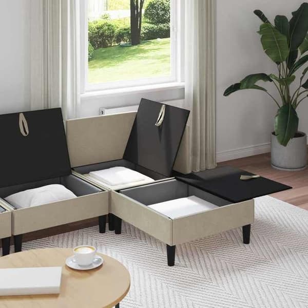 Maison Exclusive - Sæt af møbler til stuen 4 pc Sand Stof