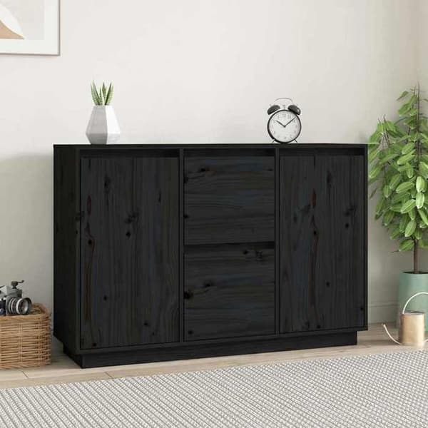 Maison Exclusive - Buffet Musta 111x34x75 cm Massiivipuu