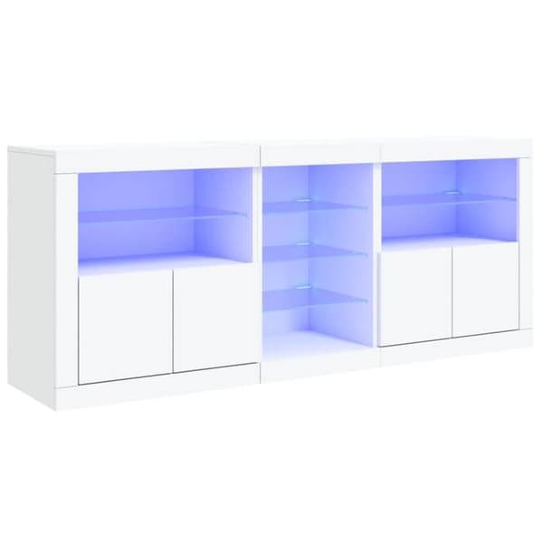 Maison Exclusive - Buffé med vita LED-lampor 162x37x67 cm