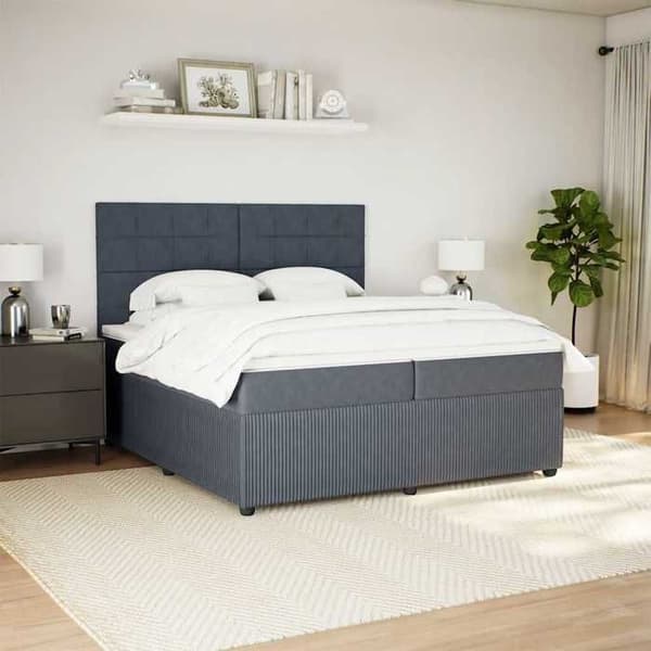 Maison Exclusive - Sänkylaatikko ja harmaa samettimatrassi 200x200cm