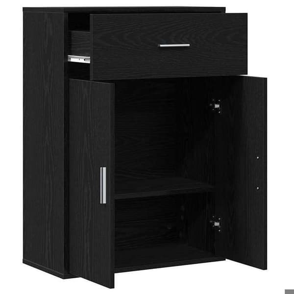 Maison Exclusive - Buffet Sort egetræ 60 x 30 x 84 cm Ingeniørtræ svart ek