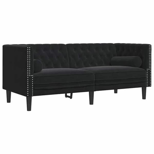 Maison Exclusive - Chesterfield sofa sæt med 2 stk. sorte velourpuder