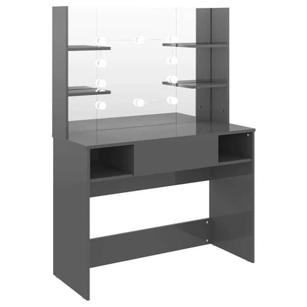 Maison Exclusive - Sminkbord med LED-belysning MDF Grå glansig Glänsande grå