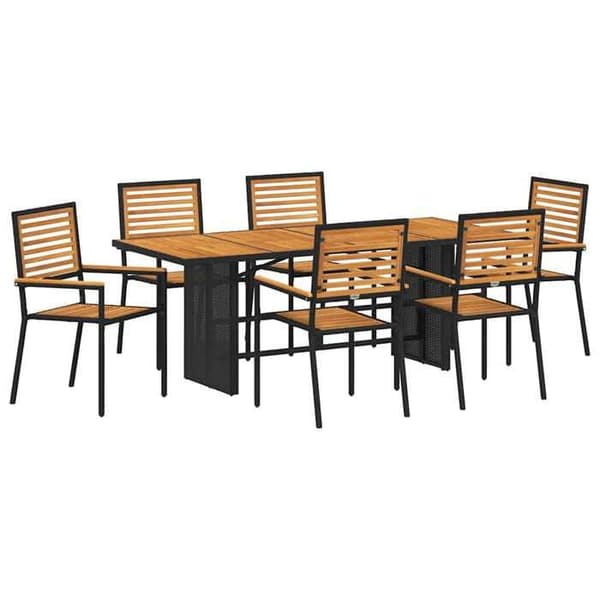 Maison Exclusive - 7 pc have spisebordssæt i sort og brun brun