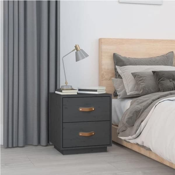 Maison Exclusive - Yöpöydät 2 kpl Harmaa 40x34x45 cm Massiivipuu Grå